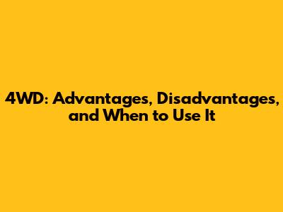 4WD: Advantages, Disadvantages, and When to Use It
