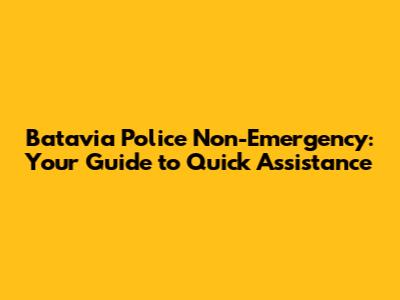Batavia Police Non-Emergency: Your Guide to Quick Assistance