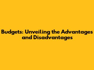 Budgets: Unveiling the Advantages and Disadvantages