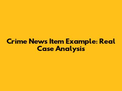 Crime News Item Example: Real Case Analysis