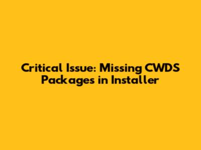 Critical Issue: Missing CWDS Packages in Installer