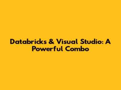 Databricks & Visual Studio: A Powerful Combo