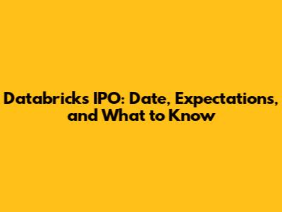 Databricks IPO: Date, Expectations, and What to Know