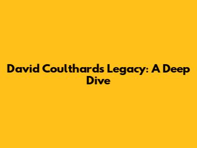 David Coulthard's Legacy: A Deep Dive