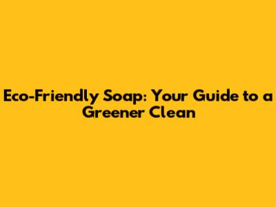 Eco-Friendly Soap: Your Guide to a Greener Clean
