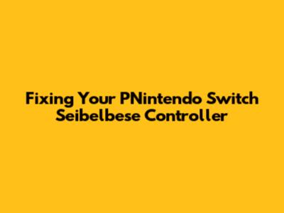 Fixing Your PNintendo Switch Seibelbese Controller