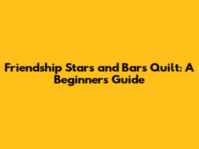 Friendship Stars and Bars Quilt: A Beginner's Guide