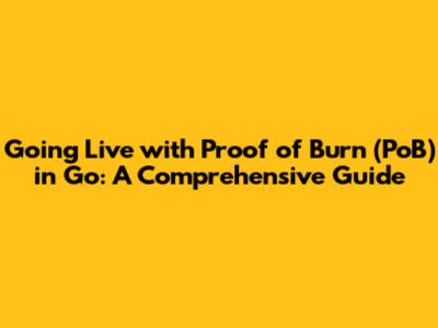 Going Live with Proof of Burn (PoB) in Go: A Comprehensive Guide