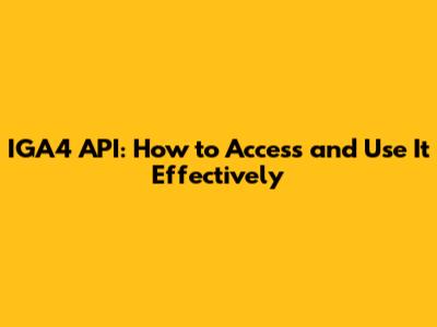IGA4 API: How to Access and Use It Effectively