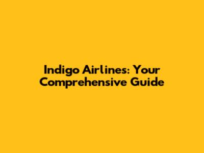 Indigo Airlines: Your Comprehensive Guide
