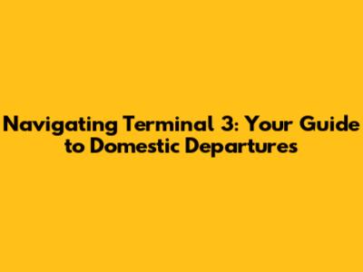 Navigating Terminal 3: Your Guide to Domestic Departures