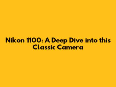 Nikon 1100: A Deep Dive into this Classic Camera