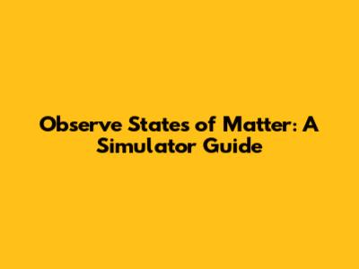 Observe States of Matter: A Simulator Guide