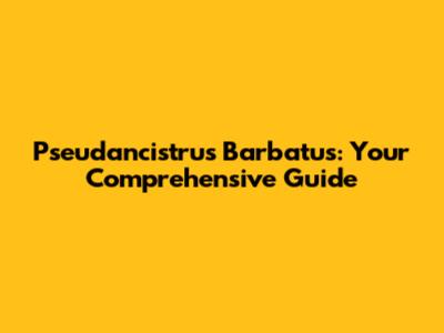 Pseudancistrus Barbatus: Your Comprehensive Guide