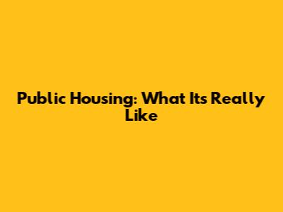 Public Housing: What It's Really Like