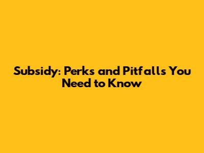 Subsidy: Perks and Pitfalls You Need to Know