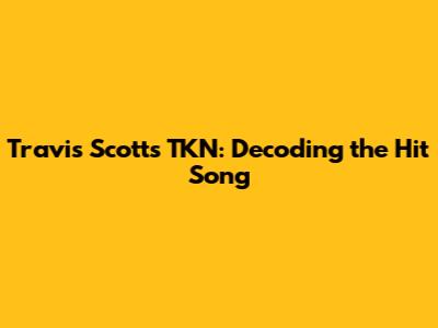 Travis Scott's TKN: Decoding the Hit Song