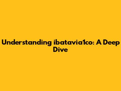 Understanding ibatavia1co: A Deep Dive
