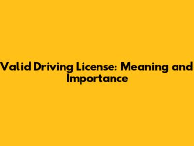 Valid Driving License: Meaning and Importance